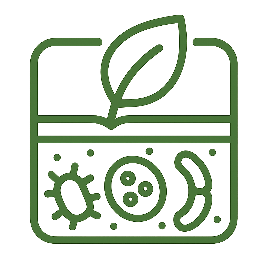 lineart A one color icon with thick lines using this themes green color 648f35 wiht no words or symbols to show  better carbon support for microbial c