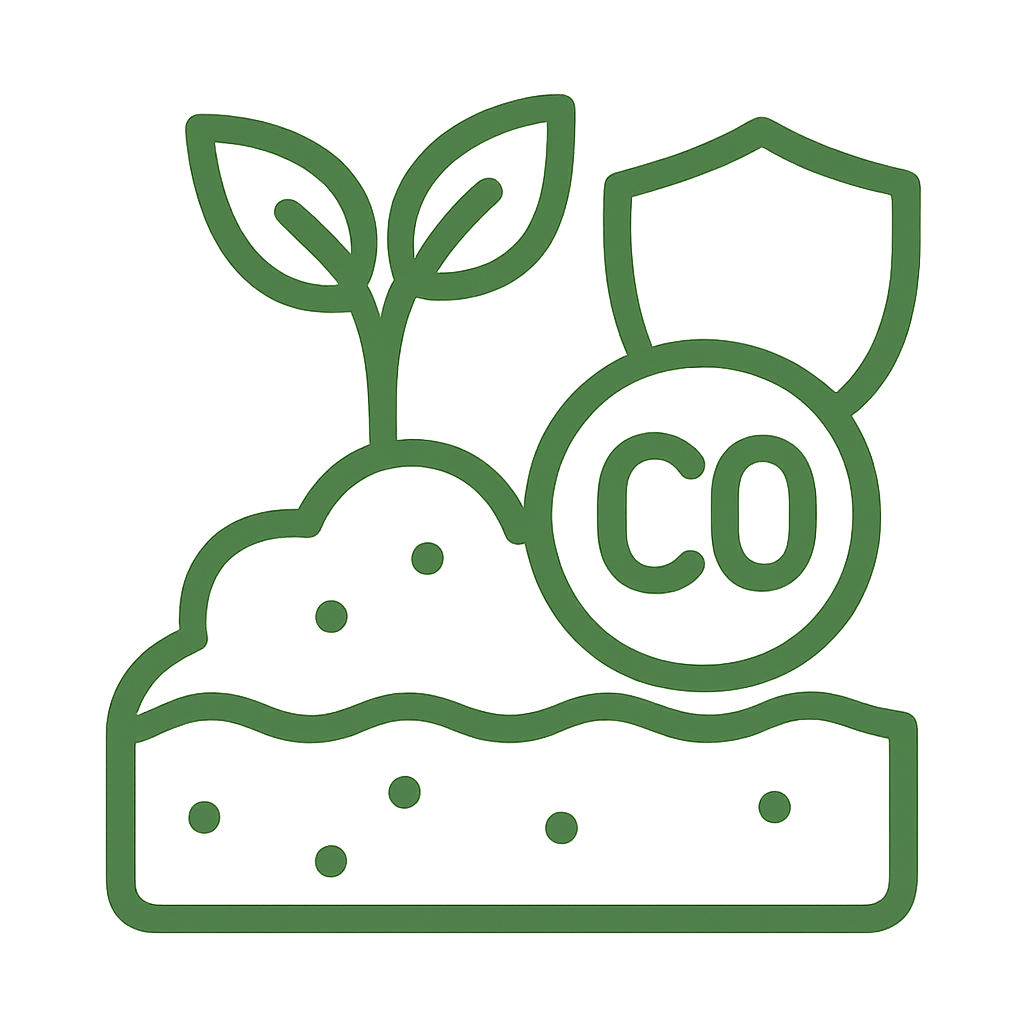 lineart A one color icon with thick lines using this themes green color 648f35 wiht no words or symbols to show Durability of soil with carbon-1