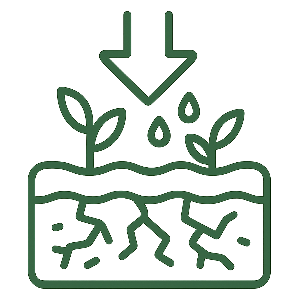 lineart A one color icon with thick lines using this themes green color 648f35 wiht no words or symbols to show declining soil quality