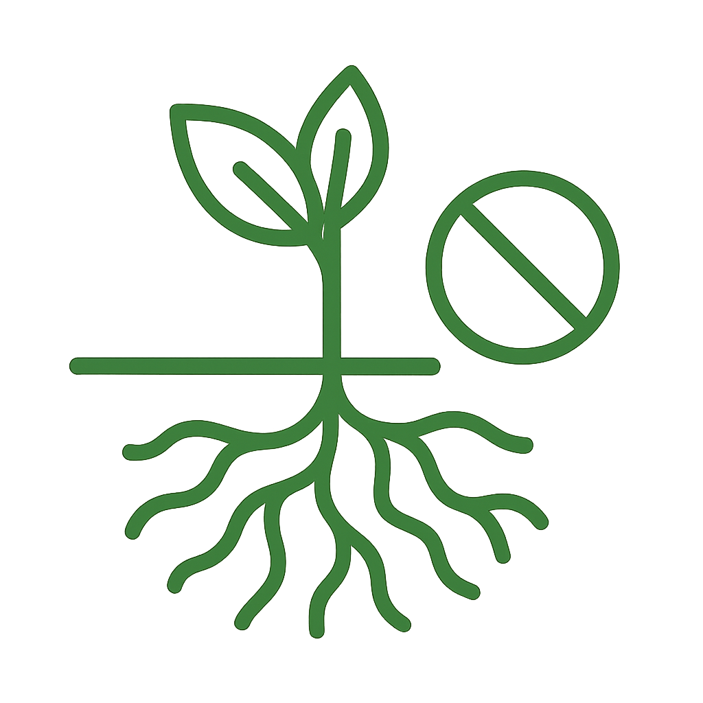 lineart A one color icon with thick lines using this themes green color 648f35 wiht no words or symbols to show limited oxygen to roots