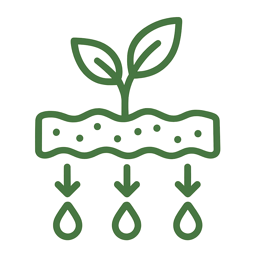lineart A one color icon with thick lines using this themes green color 648f35 wiht no words or symbols to show soil nutrient loss-1