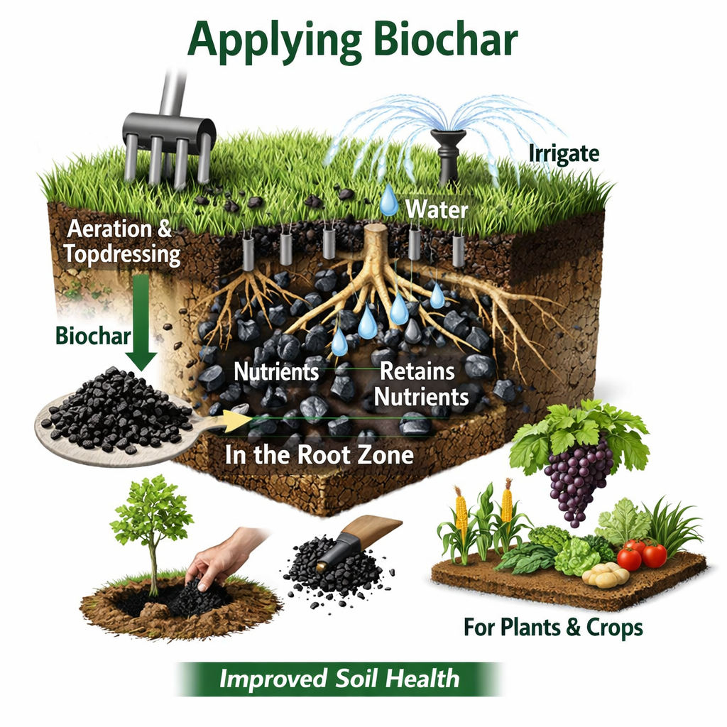 3dmodel Applying BiocharThis will be an infographicUse as few words as possibleThere will be 1 image not a series of imagesBiochar is introduced at th