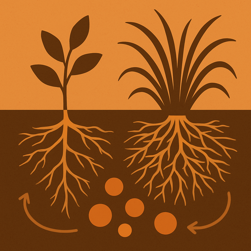 Using this sites colors without any words or symbols to show Improved soil structure and nutrient dynamics for annual and perennial systems-1